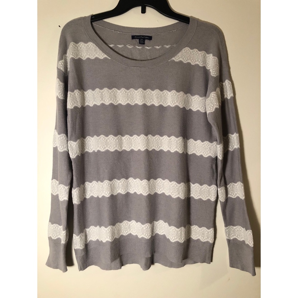 AE Gray Sweater with White Lace